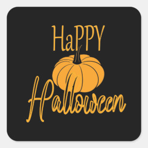 Pegatina Cuadrada Calabaza feliz de Halloween