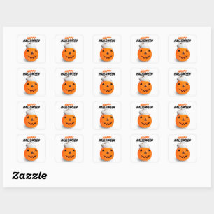 Pegatina Cuadrada Calabaza feliz de Halloween con humor de papel hig