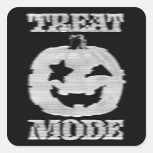 Pegatina Cuadrada Calabaza Glitchy en modo de tratamiento
