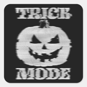 Pegatina Cuadrada Calabaza Glitchy en modo de truco
