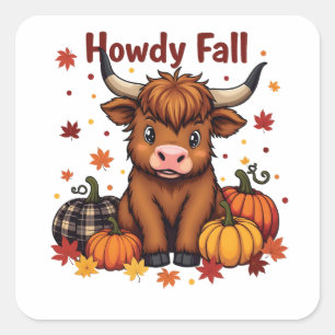 Pegatina Cuadrada Calabaza lechera de Moo Cow Otoño