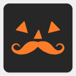 Pegatina Cuadrada Calabaza Mustache Halloween
