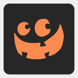 Pegatina Cuadrada Calabaza naranja feliz Halloween