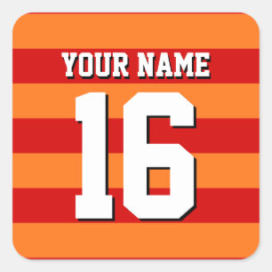 Pegatina Cuadrada Calabaza Naranja Red Team Jersey Preppy Stripe