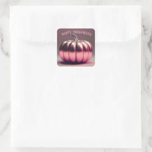 Pegatina Cuadrada Calabaza rosa brillante