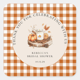 Pegatina Cuadrada Calabaza y especias y todo lo bueno de Baby Shower