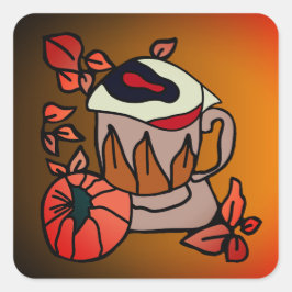 Pegatina Cuadrada Calabaza y vibraciones de ojos confeccionados a la