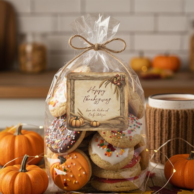 Pegatina Cuadrada Calabazas de cosecha Manzanas de trigo de guisante (Subido por el creador)