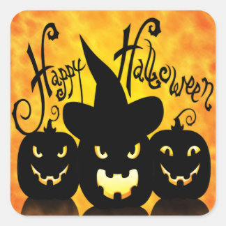 Pegatina Cuadrada Calabazas de Halloween aterradoras