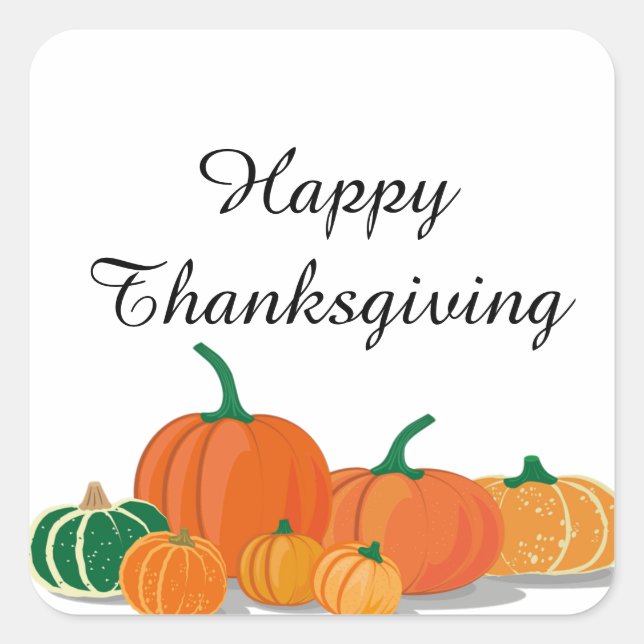 Pegatina Cuadrada Calabazas de Naranja (Anverso)