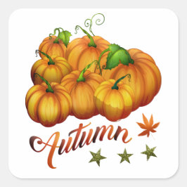 Pegatina Cuadrada Calabazas otoñales