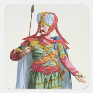 Pegatina Cuadrada Calamin-Han, emperador y Sovereign de Asia de 'R