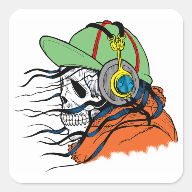 Pegatina Cuadrada Calavera (Anverso)