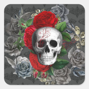 Pegatina Cuadrada Calavera