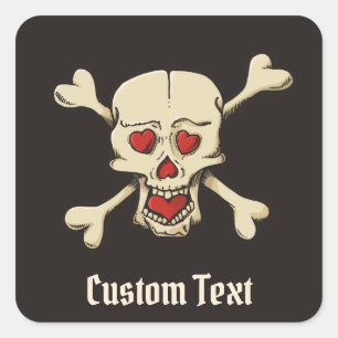 Pegatina Cuadrada Calavera con corazón