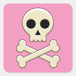 Pegatina Cuadrada Calavera con huesos