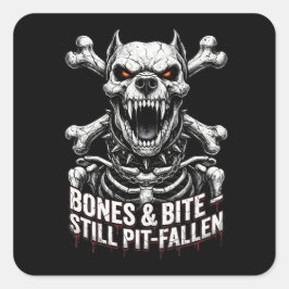 Pegatina Cuadrada Calavera de Bulldog Gótico Esqueleto Malote