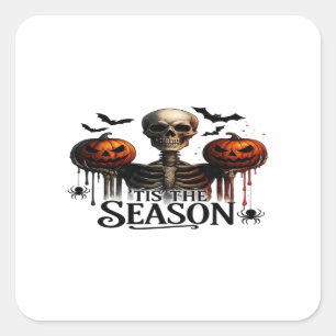 Pegatina Cuadrada Calavera de Esqueleto de Halloween
