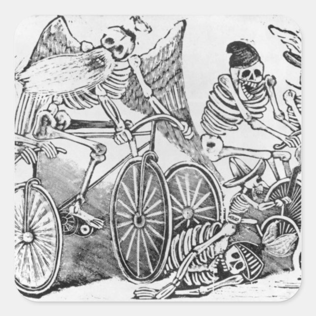 Pegatina Cuadrada Calavera del siglo XX (Anverso)