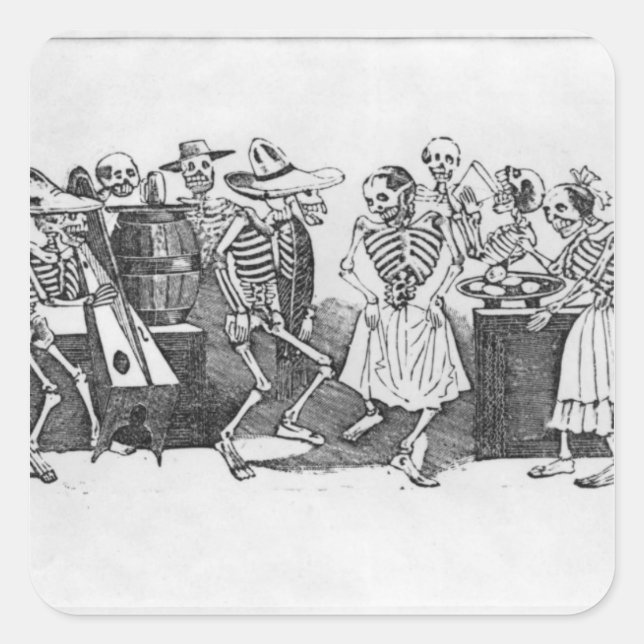 Pegatina Cuadrada Calavera du jarabe d'outretombe (Anverso)