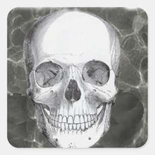 Pegatina Cuadrada Calavera en negro