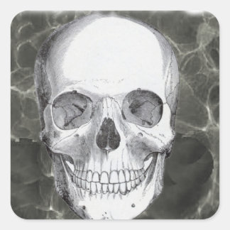 Pegatina Cuadrada Calavera en negro