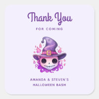 Calavera en sombrero de bruja Agradecimiento de fi