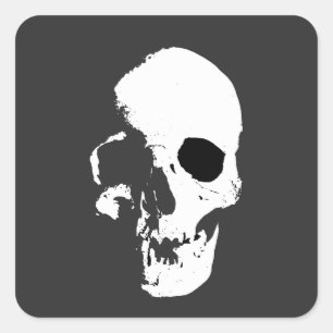 Pegatina Cuadrada Calavera, humano, cabeza