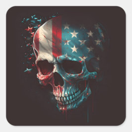Pegatina Cuadrada Calavera patriótica