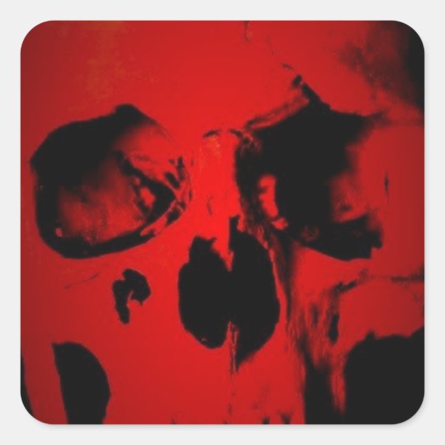 Pegatina Cuadrada Calavera roja (Anverso)