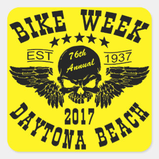 Pegatina Cuadrada Calavera Voladora Semana De Bicicletas Daytona Bea