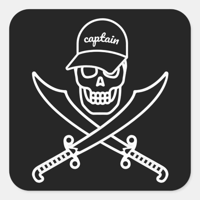 Pegatina Cuadrada Calavera y espadas (Anverso)