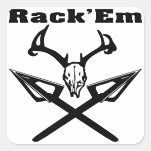 Pegatina Cuadrada Calavera y flechas de ciervos en rack