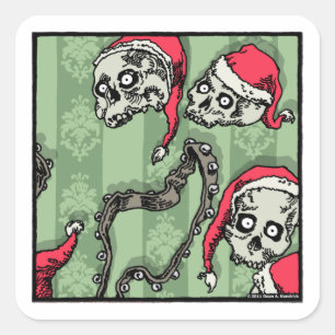 Pegatina Cuadrada Calaveras de jingle - Vacaciones de Gótico pop