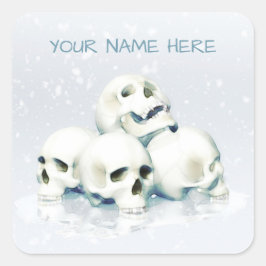 Pegatina Cuadrada Calaveras en la nieve. Personalizado