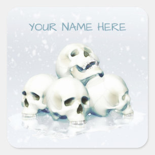 Pegatina Cuadrada Calaveras en la nieve. Personalizado