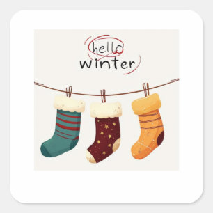 Pegatina Cuadrada calcetines de Navidad regalos