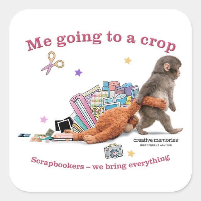 Pegatina Cuadrada Calcomanías de 3" Punch the Monkey (Anverso)