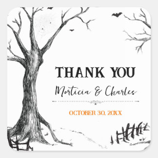 Pegatina Cuadrada Calcomanías de agradecimiento del árbol de Hallowe