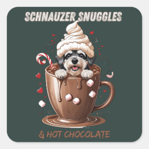 Pegatina Cuadrada Calcomanías de Cocoa & Schnauzer – Edición Fiesta 