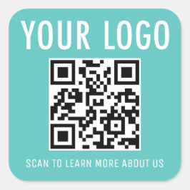 Pegatina Cuadrada Calcomanías de Código QR Azul Turquesa Logotipo Pe