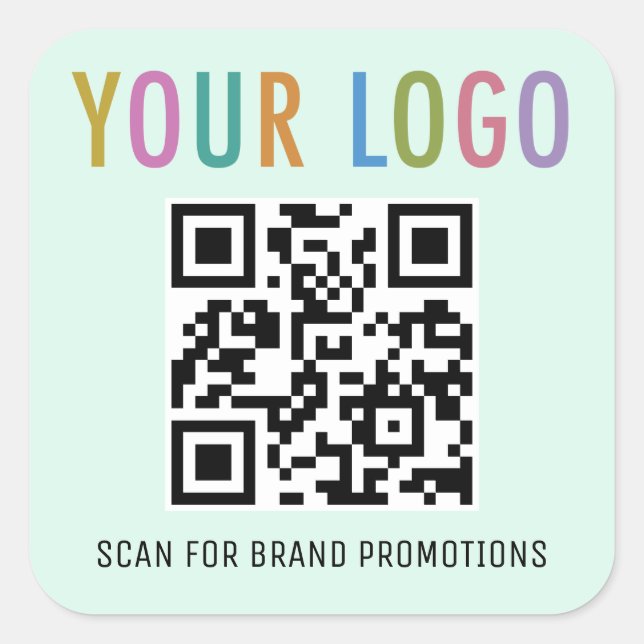 Pegatina Cuadrada Calcomanías de código QR de menta para sitio web c (Anverso)
