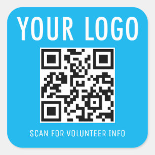 Pegatina Cuadrada Calcomanías de código QR para voluntarios Logotipo