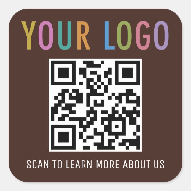 Pegatina Cuadrada Calcomanías de código QR personalizadas con logoti (Anverso)