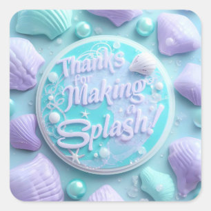 Pegatina Cuadrada Calcomanías de cumpleaños de sirena moderna – Grac