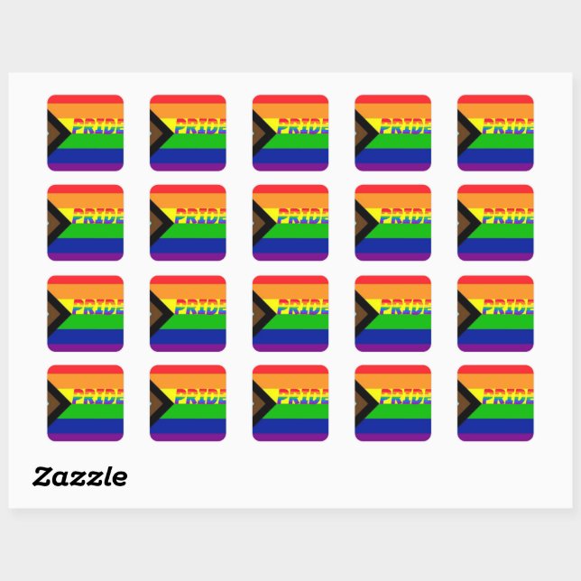 Pegatina Cuadrada Calcomanías de defensa del progreso LGBTQ+ Orgullo (Hoja)