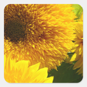 Pegatina Cuadrada Calcomanías de girasoles amarillos personalizados 
