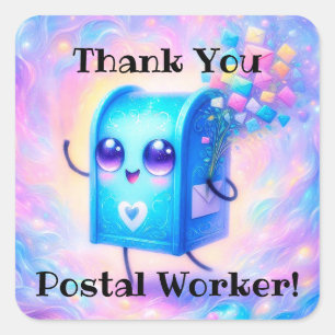 Pegatina Cuadrada Calcomanías de Gracias Trabajador Postal