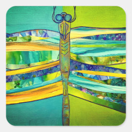 Pegatina Cuadrada calcomanías de libélula