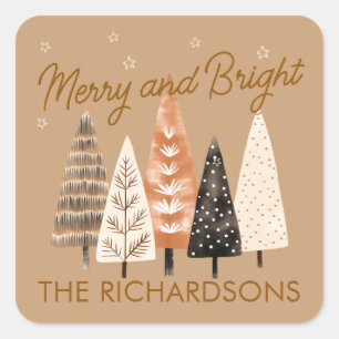 Pegatina Cuadrada Calcomanías de Navidad Personalizadas Merry & Brig
